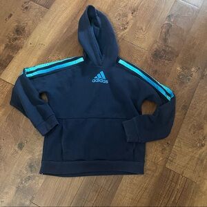 Adidas girls hoodie Sz XL extra large 18/20 blue & ombré stripes cotton
